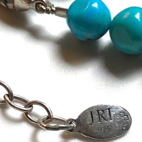 Sterling Silver Flower & Turquoise Beaded Necklace - Picture 8 of 9